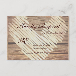 Rustic Land Barn Wood Heart-Bröllop OSA Kort