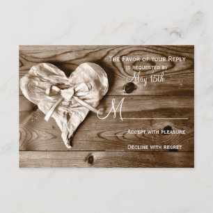 Rustic Land Barn Wood Heart-Bröllop OSA Kort