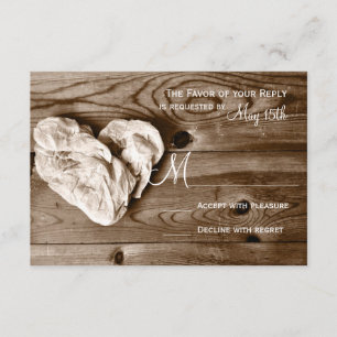 Rustic Land Barn Wood Heart-Bröllop OSA Kort