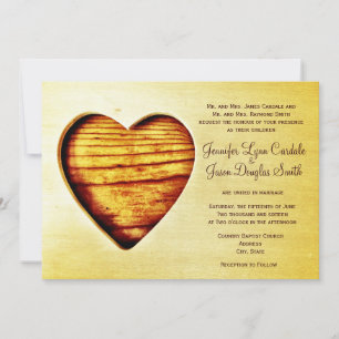 Rustic Land Barn Wood Heart Bröllopsinbjudningar Inbjudningar