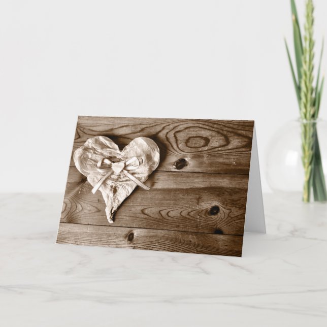 Rustic Land Barn Wood Heart Greeting Card Kort (Framsida)