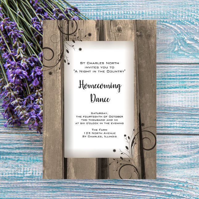 Rustic Land Barn Wood Homecoming Dance Inbjudningar (Skapare uppladdad)