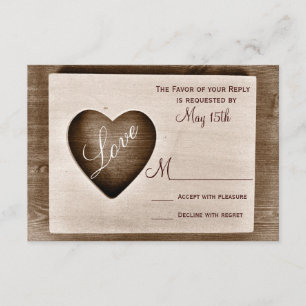 Rustic Land Barn Wood Kärlek Heart Bröllop OSA Kort
