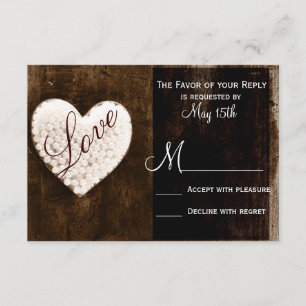 Rustic Land Barn Wood Kärlek Heart Bröllop OSA Kort