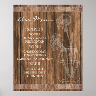 Rustic Land Barn Wood Pub Menu Poster