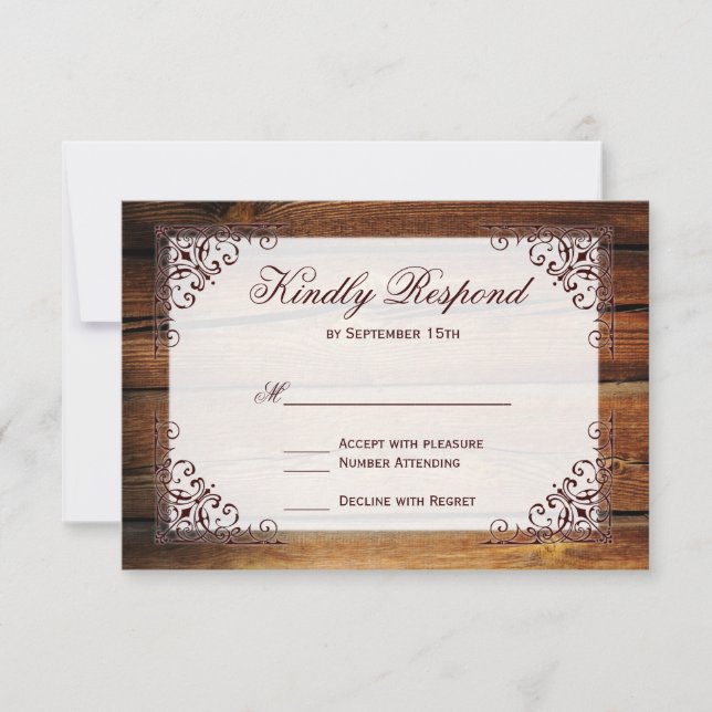 Rustic Land Barn Wood Ram Bröllop OSA Card (Framsida)