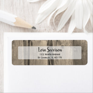 Rustic Land Barn Wood Returadress Etikett