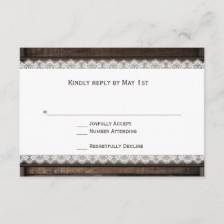 Rustic Land Barn Wood Snöre Bröllop OSA Card Kort