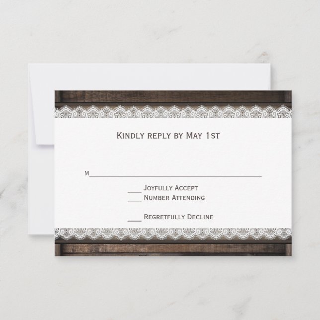 Rustic Land Barn Wood Snöre Bröllop OSA Card Kort (Framsida)