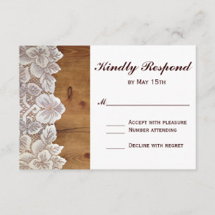 Rustic Land Barn Wood Snöre Bröllop OSA Card Kort