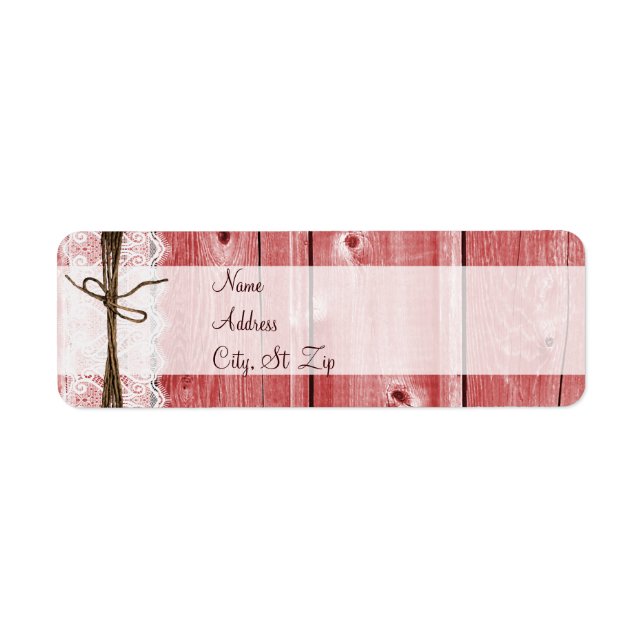 Rustic Land Barn Wood Snöre Twine Adressetiketter Returadress Etikett (Framsidan)