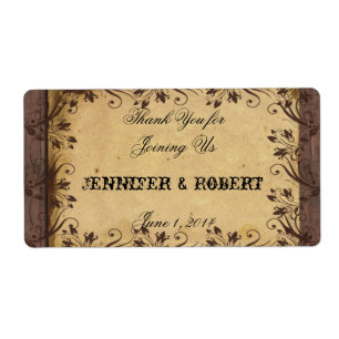 Rustic Land Barn Wood Vattenflaska Label Fraktsedel