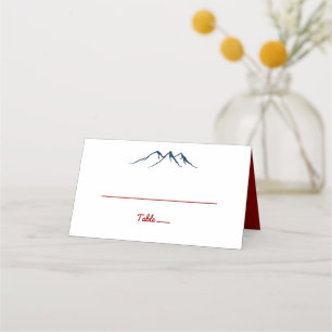 Rustic Land bergen Hjort Red Blue Bröllop Placeringskort