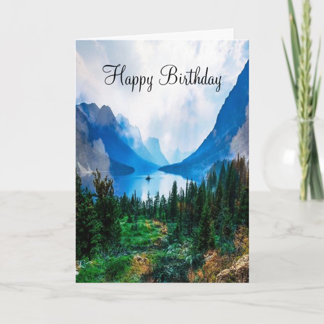 Rustic Land bergen Scenia Nature Birthday Kort (Framsida)