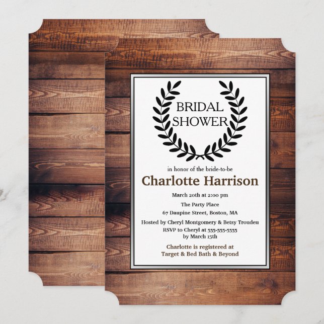 Rustic Land Black Laurels Möhippa Inbjudningar (Fram/baksida)