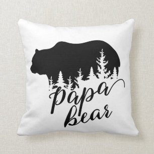 Rustic Land Black & White Flanals Pappa Bear Kudde