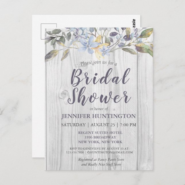 Rustic Land Blommigt Barnwood Möhippa Vykort (Fram/baksida)