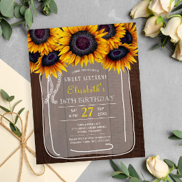 Rustic land blommigt BUDGET sweet sixteen inbjudan