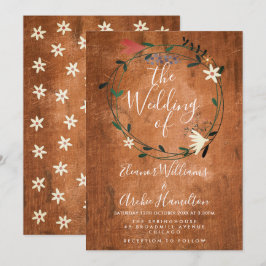 Rustic Land Blommigt Garland Wedding bjudande Inbjudningar