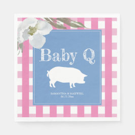 Rustic Land Blommigt och Gris Gingham Babyq Pappersservett