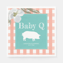 Rustic Land Blommigt och Gris Gingham Babyq Pappersservett
