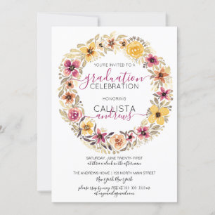Rustic Land Blommigt Watercolor Studenten Inbjudningar