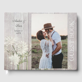 Rustic Land Blommigt Wood & Photo Guestbook Gästböcker