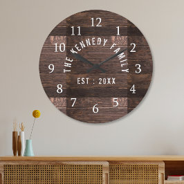 Rustic Land bonusfamilj Namn Wood Stor Klocka
