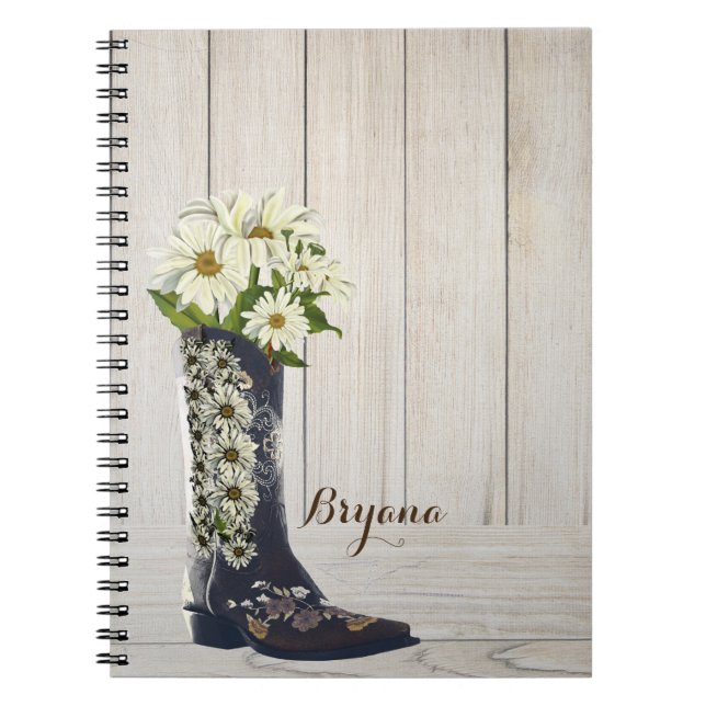 Rustic Land Boot med Daisy Anteckningsbok (Framsidan)