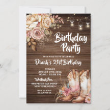 Rustic Land Boots Cowgirl Blommigt Birthday