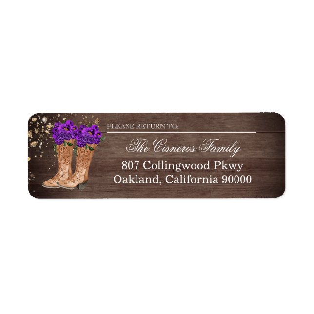 Rustic Land Boots Lila Ro Returadress Returadress Etikett (Framsidan)