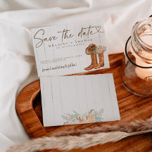 Rustic Land Boots och Hat Blommigt Spara datum