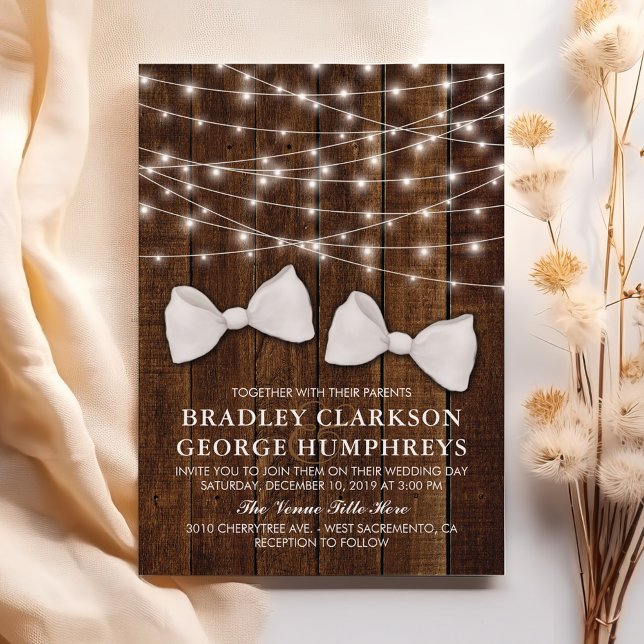 Rustic Land Bow Tie Gay Groom Bröllop Inbjudningar (Skapare uppladdad)