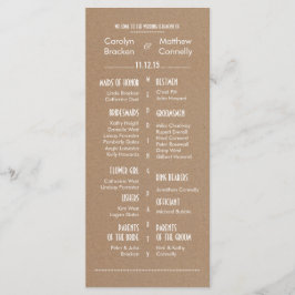 Rustic Land Brown Bröllopsprogram 2 Program