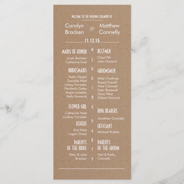 Rustic Land Brown Bröllopsprogram 2 Program (Framsida)