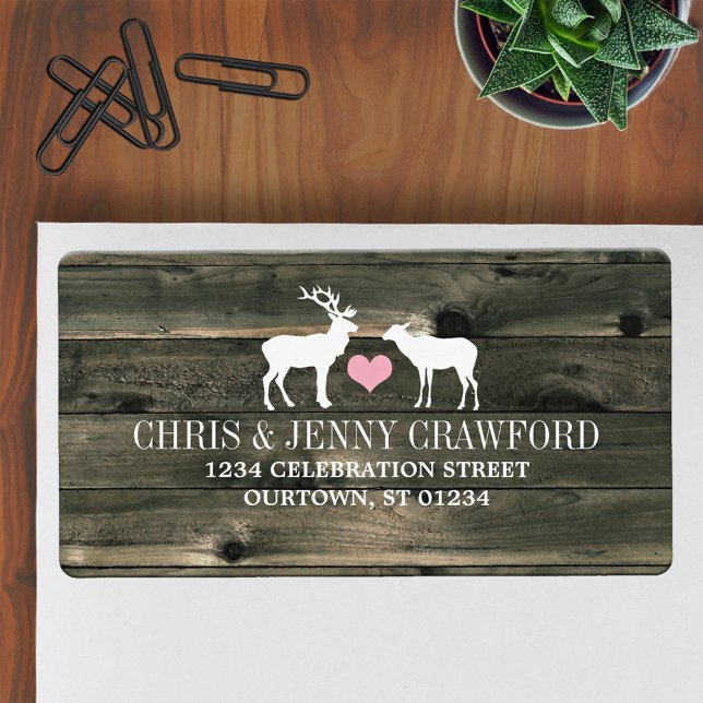 Rustic Land Buck and Doe Address Label Adressetikett (Skapare uppladdad)