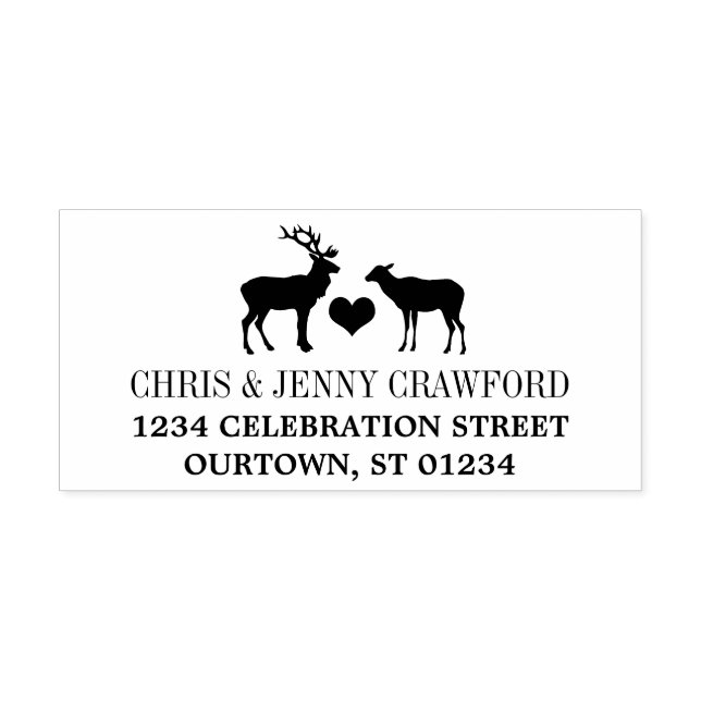 Rustic Land Buck and Doe Returadress Stämpel (Tryck)