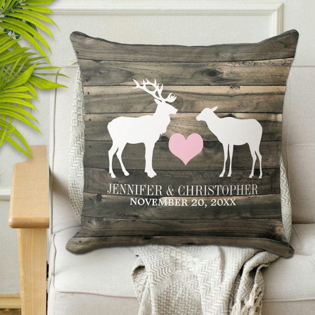 Rustic Land Buck och Doe Bröllop Pillow Kudde (Skapare uppladdad)
