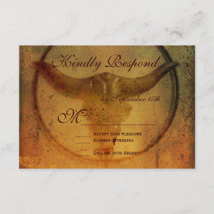 Rustic Land Bull Horns Bröllop OSA Cards Kort