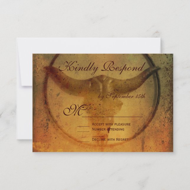 Rustic Land Bull Horns Bröllop OSA Cards Kort (Framsida)