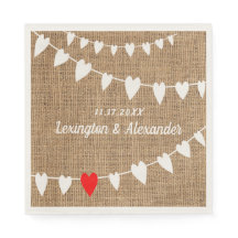 Rustic Land Burlap and String Hearts Bröllop