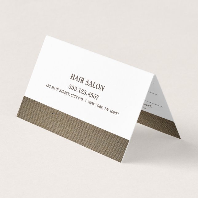 Rustic Land Burlap-avtalskort Visitkort (Framsida)