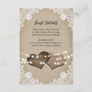 Rustic Land Burlap Blommigt Snöre Bröllop Tilläggskort
