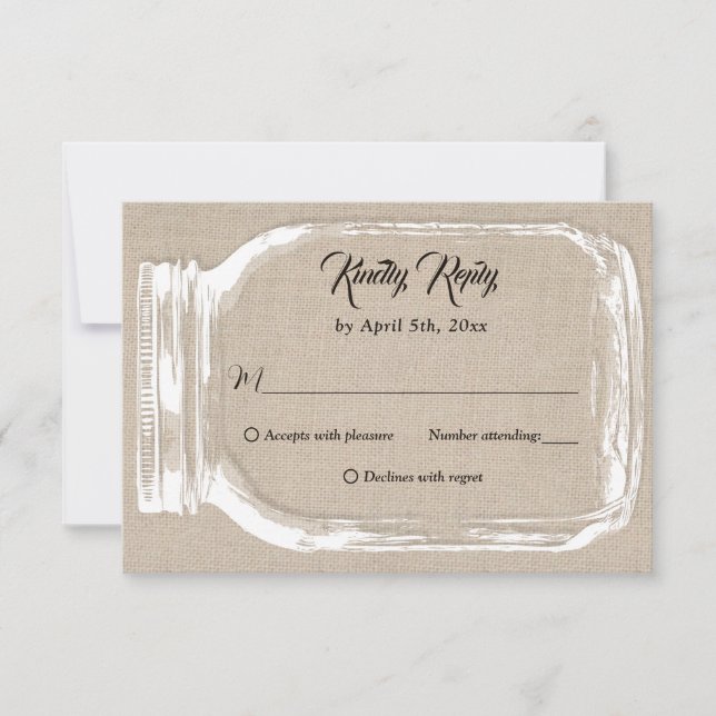 Rustic Land Burlap Heart Mason Burk Bröllop OSA (Framsida)