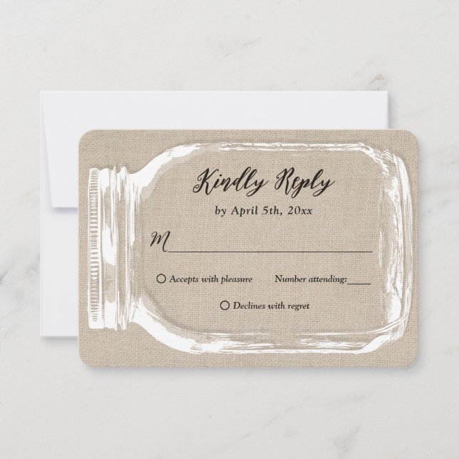 Rustic Land Burlap Mason Burk Bröllop OSA (Framsida)