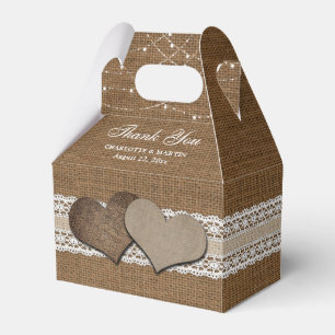 Rustic Land Burlap och Snöre Bröllop Tack Presentaskar