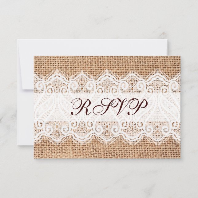 Rustic Land Burlap Snöre Bröllop OSA Cards (Framsida)
