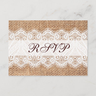 Rustic Land Burlap Snöre Bröllop OSA Cards Kort