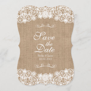 Rustic Land Burlap Snöre Bröllop Spara-Datum Spara Datumet