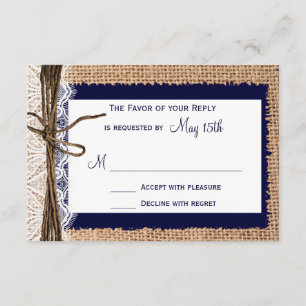 Rustic Land Burlap Snöre Twine Bröllop OSA Kort